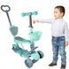 Детский самокат трехколесный Children's Scooter с родительской ручкой Бирюзовый