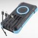 Power Bank із сонячною панеллю та кабелями для зарядки Type-C, Lightning, Micro USB 50000 mAh Чорний з блакитним