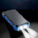 Power Bank із сонячною панеллю та кабелями для зарядки Type-C, Lightning, Micro USB 50000 mAh Чорний з блакитним