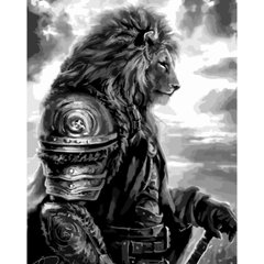 Картина по номерам Strateg ПРЕМИУМ Мощный лев с лаком размером 40х50 см (SY6755)