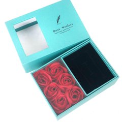 Подарунковий набір троянди з мила 6 роз Best Wishes (блакитна коробка) + Подарунок