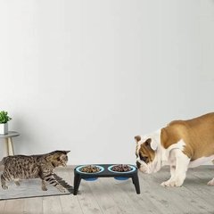 Миска подвійна на складній підставці для собак та кішок Pet Bowl Set Синя