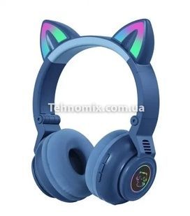 Наушники беспроводные LED с кошачьими ушками и подсветкой Синие (в ассортименте)