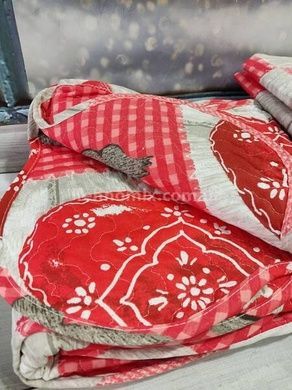 Покривало стьобане (180х250см) з наволочкою (50х70см) Miss Bella 9863 red Бавовна