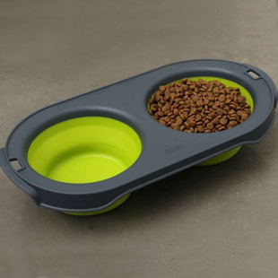 Подвійна мисочка для корму DEXAS Collapsible Pet Feeder 240 мл зелена