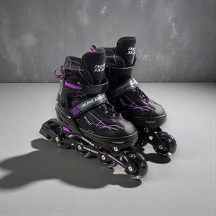 Ролики раздвижные 90082-L р 39-43 Черные с фиолетовым