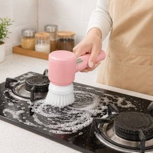 Щітка для прибирання та миття акумуляторна Folding cleaning brush Рожева