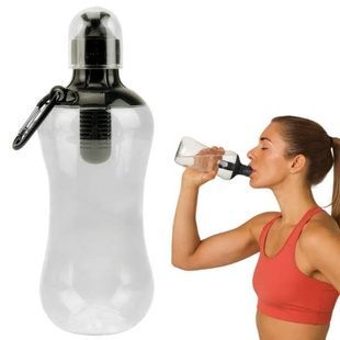 Бутылка для питьевой воды с фильтром 550мл BOTTLE Прозрачная с черной крышкой