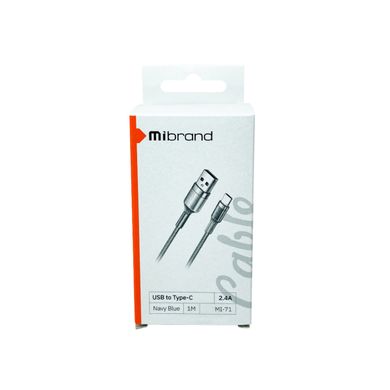 Кабель Mibrand MI-71 Metal Braided Cable USB for Type-C 2.4A 1m Navy Blue