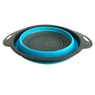 Друшляк силіконовий складаний великий + маленький Collapsible filter baskets круглий Блакитний