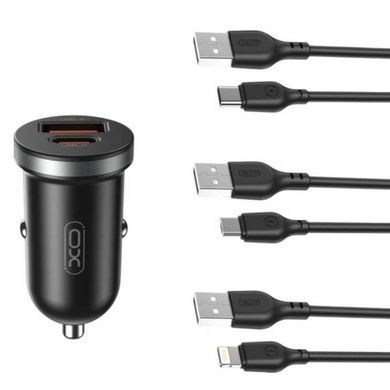 Автомобільний зарядний пристрій для гаджетів і смартфонів XO CC56 mini car charger A+C 30W/simultaneous 5V3A Type-c