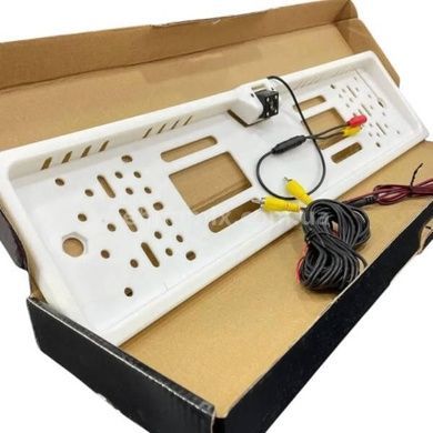 Рамка для номера с камерой заднего вида и подсветкой Белая