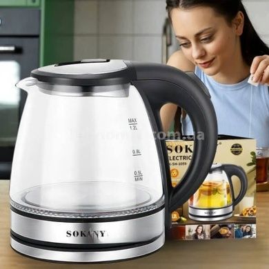 Электрочайник стеклянный с подсветкой 1.2 л 1500В Sokany SK-SH-1059