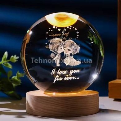 Шар акриловый светящийся I love you 6см с подсветкой на подставке