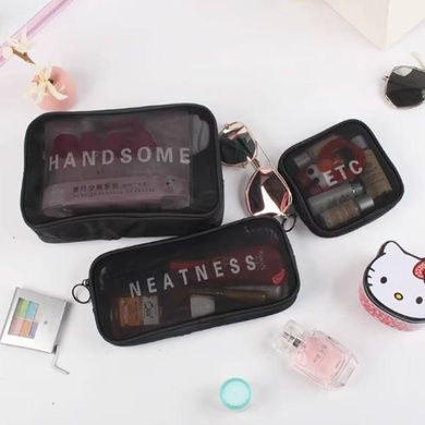Косметичка женская сетчатая на молнии Makeup bag 22*11*2 Черная