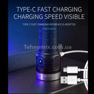 Фонарь ручной аккумуляторный с индикатором заряда W5185-8XHP360 Черный