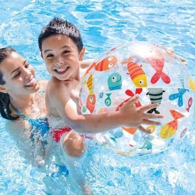 М'яч надувний для водних ігор 51см Intex 59040 NP Білий з рибками