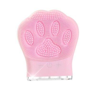 Щетка вибрационная аккумуляторная для лица Лапка paw washer Светло-розовая