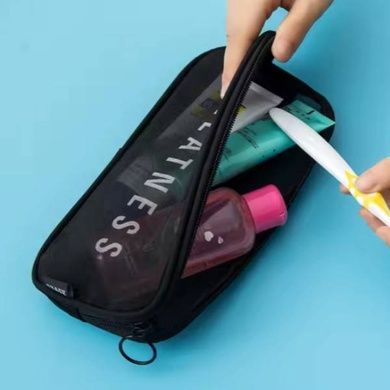 Косметичка женская сетчатая на молнии Makeup bag 22*11*2 Черная