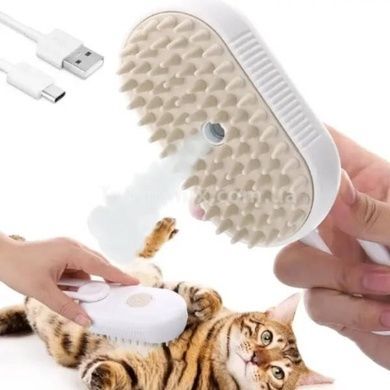 Щетка паровая для шерсти животных с ручкой Steamy Brush Pet Белая
