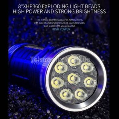 Фонарь ручной аккумуляторный с индикатором заряда W5185-8XHP360 Черный