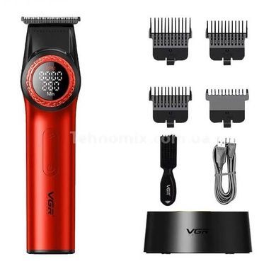 Триммер аккумуляторный 4 насадки 6000- 8000 RPM 2500mAh VGR V-977 RED Черный с красным