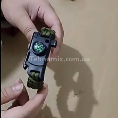 Браслет для выживания с компасом 5в1 из паракорда 28см WDK-1 Олива