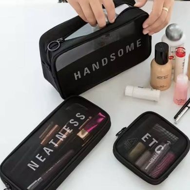 Косметичка женская сетчатая на молнии Makeup bag 22*11*2 Черная