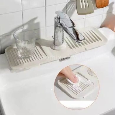 Килимок бризковик на кран Drain mat LY-692 Білий