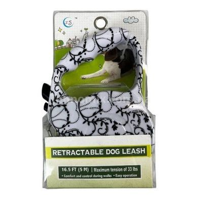Повідець-рулетка 5м Retractable Dog Leash Білий Лоза