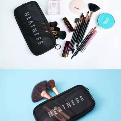 Косметичка женская сетчатая на молнии Makeup bag 22*11*2 Черная