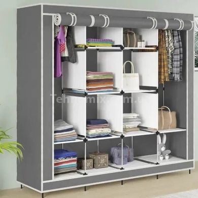 Шафа для одягу тканинна 4 секції 170х45х170см Storage Rack 88170 Сірий