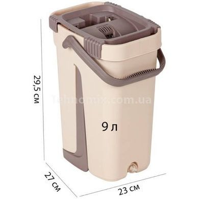 Комплект для прибирання відро та швабру HouseWork flat bucket Mop 8л Коричневий