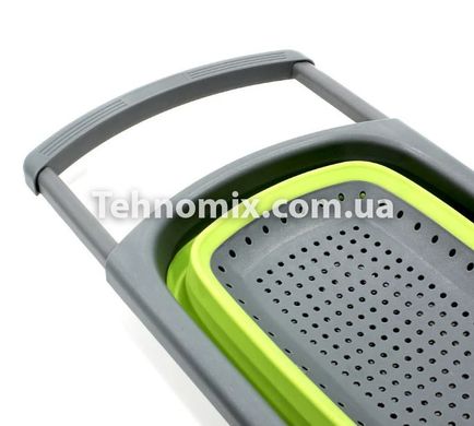 Складной силиконовый дуршлаг для мытья овощей и фруктов JM-608-1 Зеленый