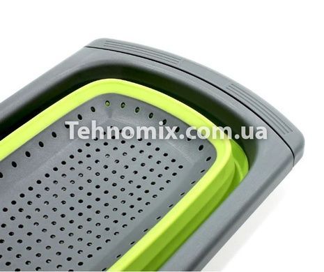 Складной силиконовый дуршлаг для мытья овощей и фруктов JM-608-1 Зеленый