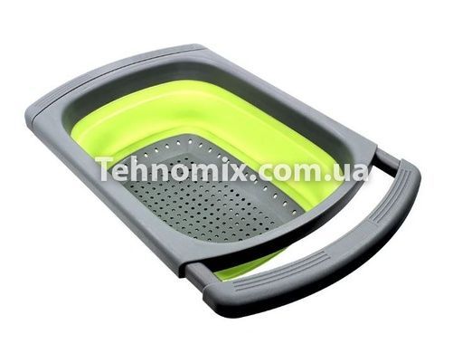 Складной силиконовый дуршлаг для мытья овощей и фруктов JM-608-1 Зеленый