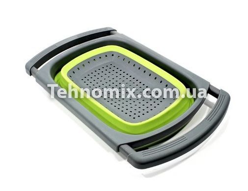 Складной силиконовый дуршлаг для мытья овощей и фруктов JM-608-1 Зеленый