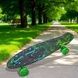 Пенни борд со светящимися колесами PU Penny Board H20 Черный с сине-зеленым принтом