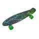 Пенни борд со светящимися колесами PU Penny Board H20 Черный с сине-зеленым принтом