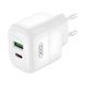 Мережевий зарядний пристрій XO L137 PD20W/QC18W 1USB-A+1USB-C Fast Charging Charger Біле