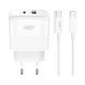 Мережевий зарядний пристрій XO L137 PD20W/QC18W 1USB-A+1USB-C Fast Charging Charger Біле