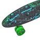 Пенни борд со светящимися колесами PU Penny Board H20 Черный с сине-зеленым принтом