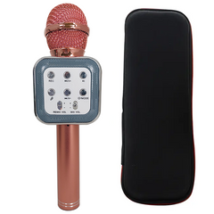 Караоке микрофон bluetooth WS-1818 Розовое золото + Чехол