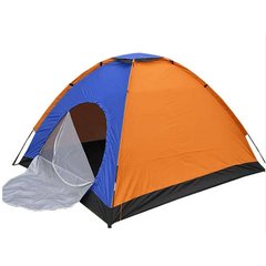 Палатка 4-х местная Синяя с оранжевым