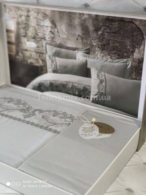 Постільна білизна з гіпюром Dantela vita Inci antrasit Сатин Бавовна Євро розмір (4 наволочки)