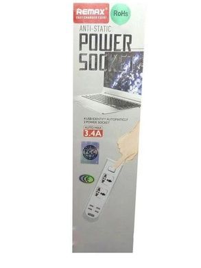 Подовжувач Remax BKL-08 2 Socket / 4 USB / Кабель 200см Білий
