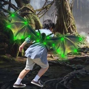 Крылья дракона с подсветкой и со звуком на батарейках Shadow Angel Зеленые
