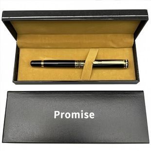 Ручка роллерная металлическая в подарочном футляре Promise 568 Черно-золотая с узором