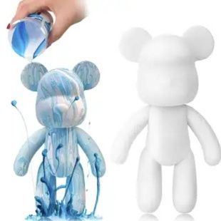 Набор для творчества Флюидный Мишка 33см Арт терапия DIY Creative Fluid Bear Голубой с белым
