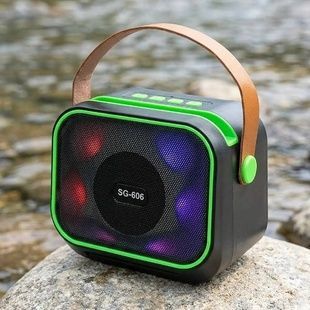 Колонка портативная аккумуляторная Bluetooth TS‑5578 Черная с салатовым